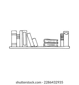 Bookshelf in doodle style for notebooks, posters, postcards. Books on the shelf.