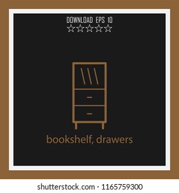 bookshelf, drawers vector icon
