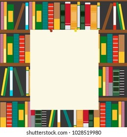 Bookshelf and empty blank board with copyspace for your text