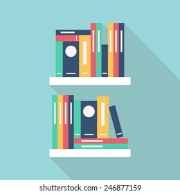 Bookshelf. Flat design. Vector illustration