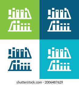 Bookshelf Flat four color minimal icon set