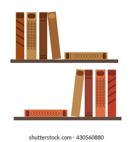 Bookshelf. Flat graphics. Library Interior.