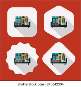 bookshelf flat icon with long shadow,eps10