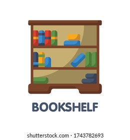 Bookshelf flat icon style design illustration on white background eps.10