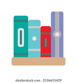 Bookshelf flat icons. office symbol with minimalist design.