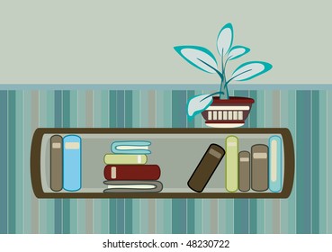 bookshelf and flower