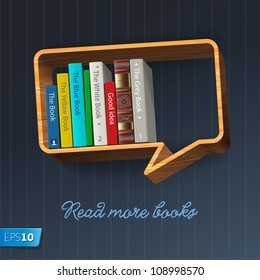 Bookshelf in the form of speech bubble, vector Eps10 illustration.