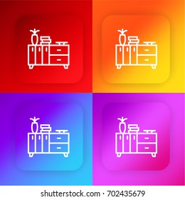 Bookshelf four color gradient app icon set