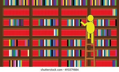 Bookshelf full of books illustration vector 