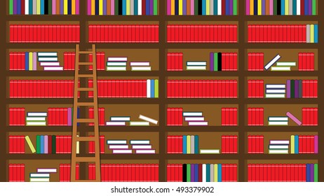 Bookshelf full of books illustration vector 