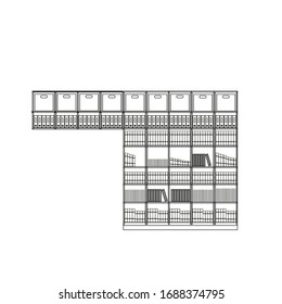 bookshelf full of books white background