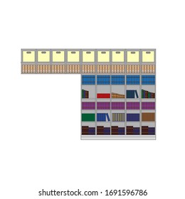 bookshelf full of books white background