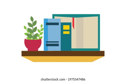 The bookshelf is full of different types of books.
