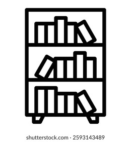 Bookshelf Glyph Icon Design For Personal nad Commercial Use