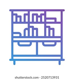 Bookshelf gradient icons. Can be used for universities, schools and furniture. editable stroke, suitable for websites, UI and interfaces.