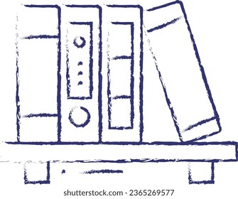 Bookshelf hand drawn vector illustration