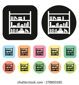 Bookshelf icon. Book icon. Library icon