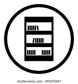 Bookshelf icon in circle on white background