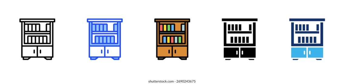 Colección de iconos de estantería con varios estilos