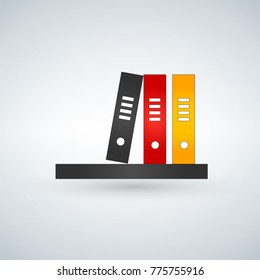 Bookshelf icon with colorfull books. vector illustration