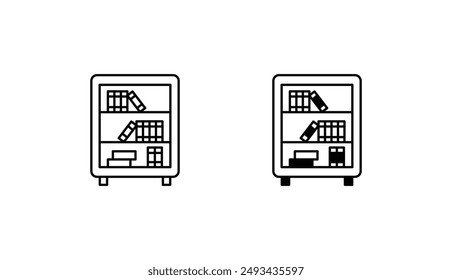 Bookshelf icon design with white background stock illustration