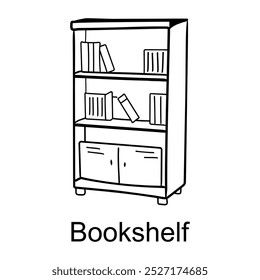 Bookshelf icon in doodle style 