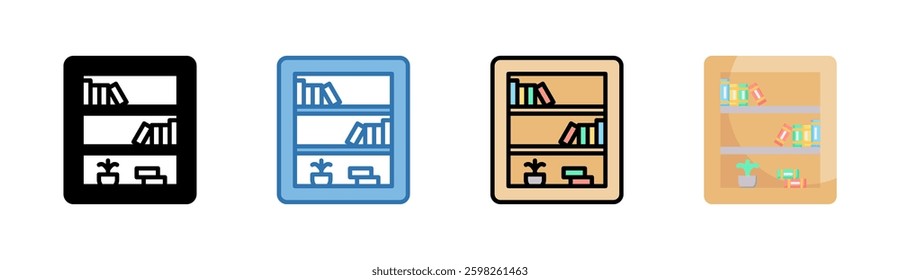 Bookshelf Icon Element For Design