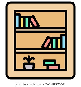 Bookshelf Icon Element For Design