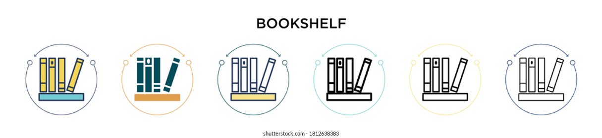 Das Symbol in der virtuellen Bibliothek ist gefüllt, dünn, umrissen und mit einem Strich versehen. Vektorgrafik von zwei farbigen und schwarzen virtuellen Vektorgrafiken-Designs kann für mobile, iPhone-, web-basierte
