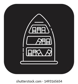 bookshelf icon flat black vector