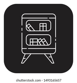 bookshelf icon flat black vector