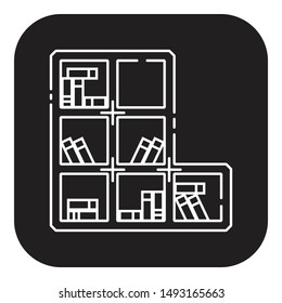 bookshelf icon flat black vector