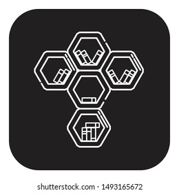 bookshelf icon flat black vector