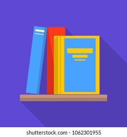 Bookshelf icon. Flat illustration of bookshelf vector icon for web