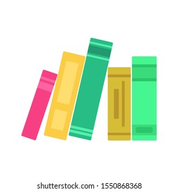 Bookshelf icon in flat style. Vector illustration isolated on white background