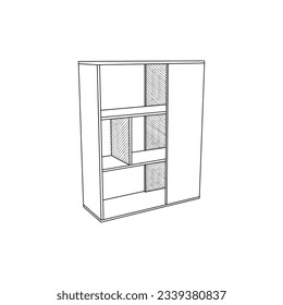 Bookshelf icon furniture minimalist logo, vector icon illustration design template