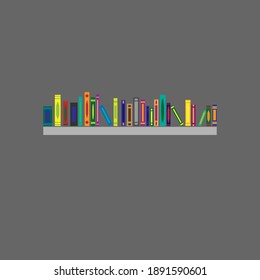 Bookshelf icon isolated on grey background in style flat