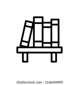 Bookshelf Icon. Line Art Style Design Isolated On White Background