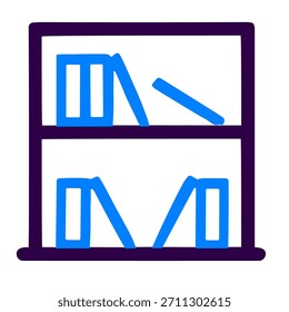 Icono de estantería. Una Ilustración vectorial lineal de estantería aislada sobre fondo blanco.