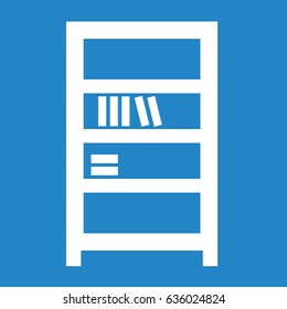 Bookshelf icon on blue background