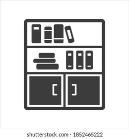 Icono de estantería en fondo blanco