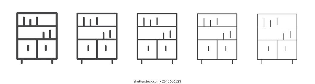 Símbolo de Vector de ilustración de contorno de icono de estantería