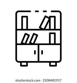 bookshelf icon. Outline style design isolated on white background