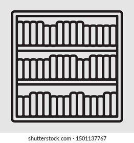 Bookshelf Icon outline style, isolated background gray
