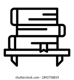 Bookshelf icon. Outline bookshelf vector icon for web design isolated on white background