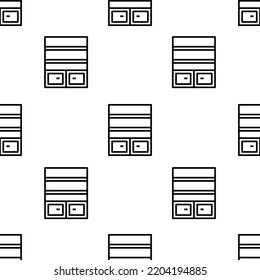 bookshelf icon pattern. Seamless bookshelf pattern on white background.