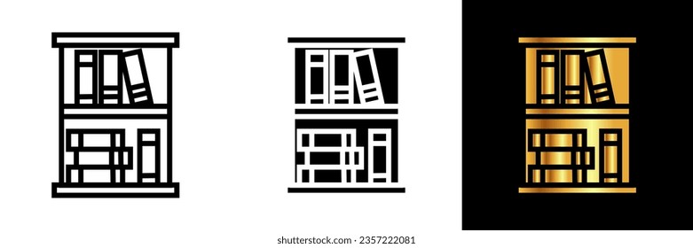 Bookshelf Icon, an icon representing a bookshelf, symbolizing organized storage of books and knowledge, a piece of furniture commonly found in homes, libraries, and educational spaces.