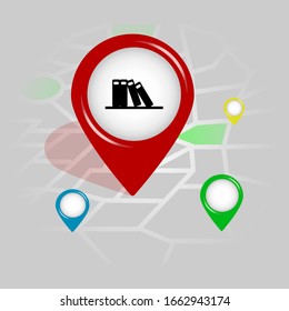 bookshelf icon . Simple glyph vector of Education Location pin set for UI and UX, website or mobile application