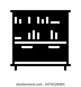 Bookshelf icon. with a soild style. Suitable for use on websites, UI and mobile apps.