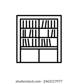 Bookshelf icon in thin line style. Vector illustration graphic design